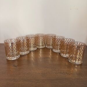 MCM Hollywood regency cocktail bar glasses 8 Pcs
